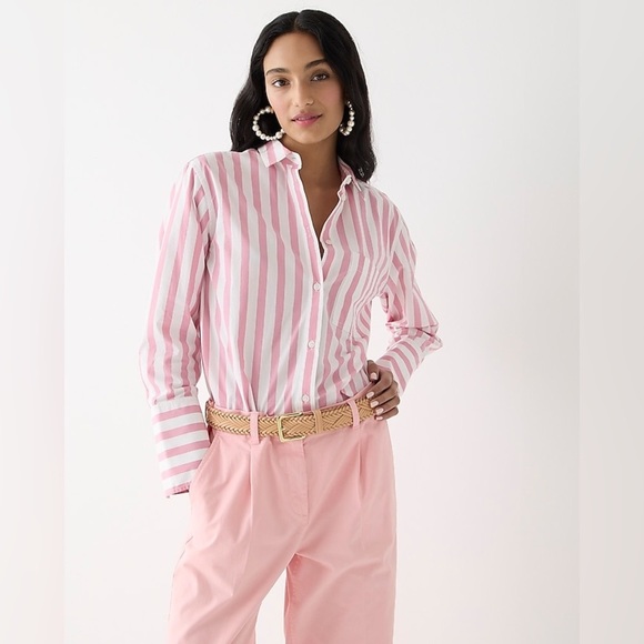 J. Crew | Pink & White Bold Striped Garçon Shirt | Size 6 - Picture 3 of 10